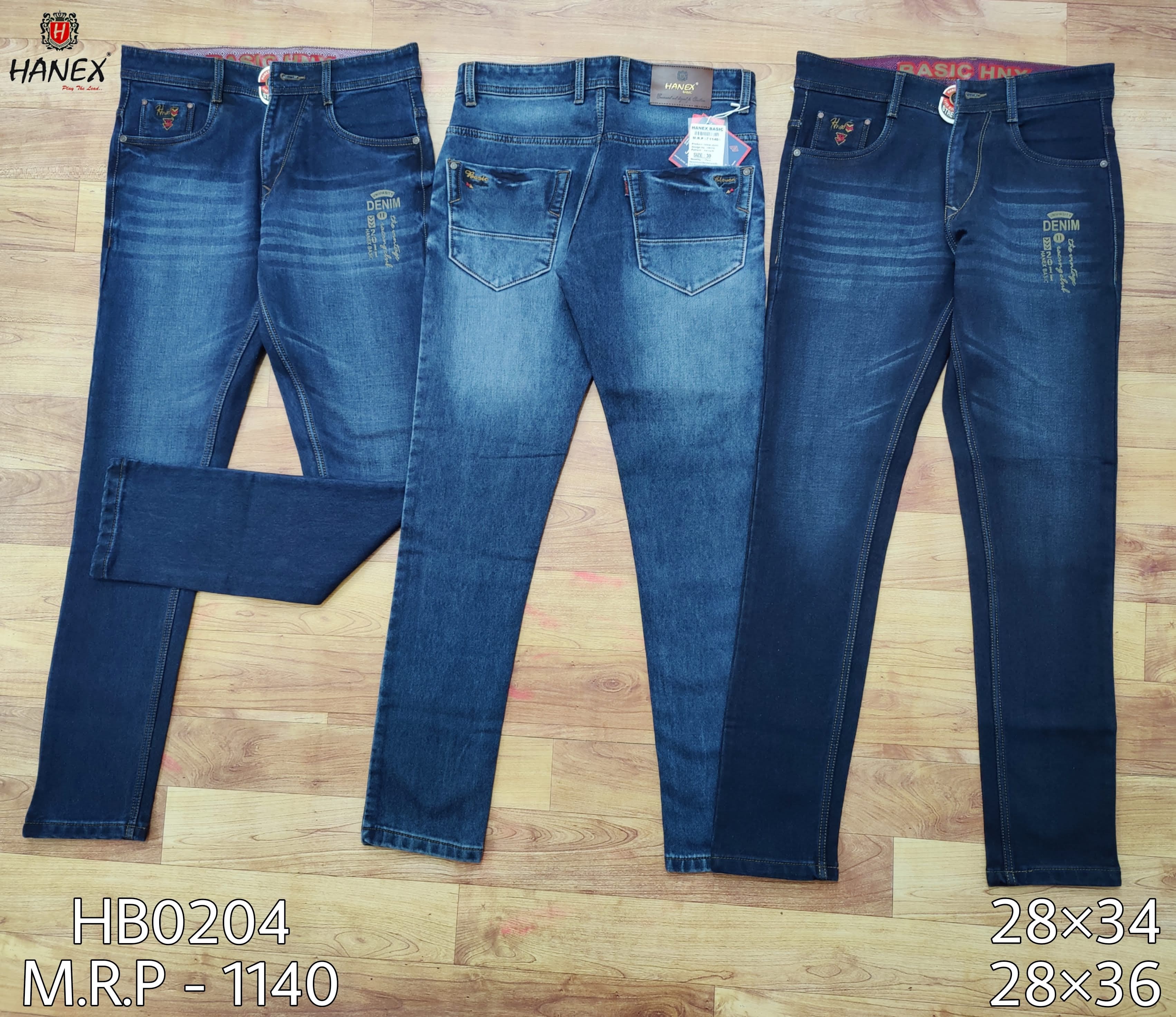 Hanex Knitted Denim Faded Jeans